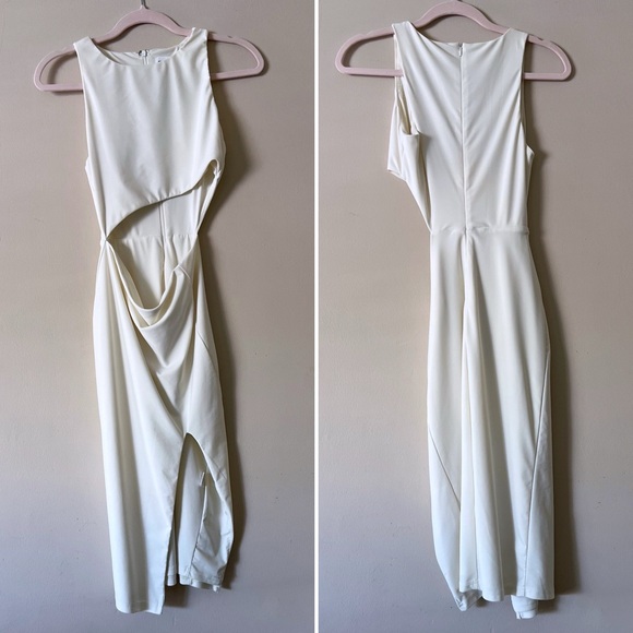 Revolve Super Down Amira Cut Out Dress in Ivory • XS - Picture 3 of 10